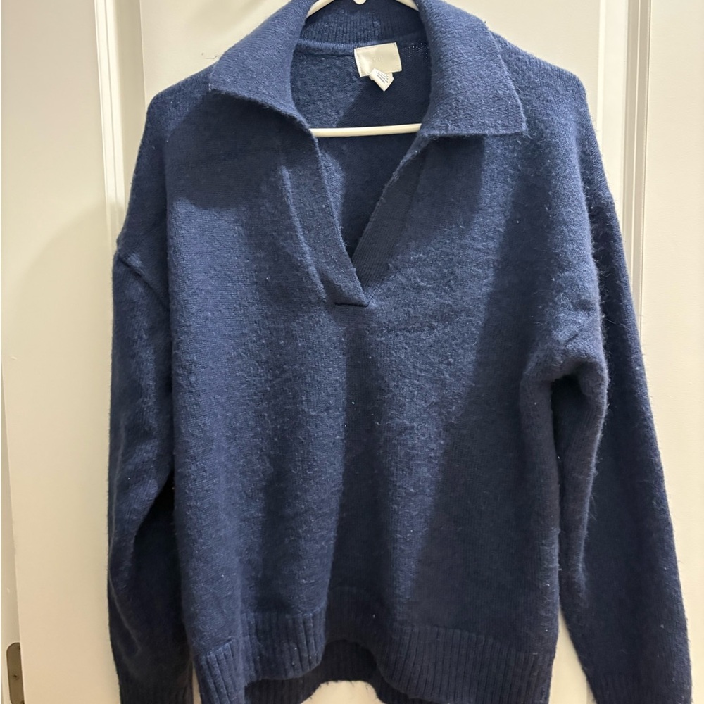 H&M Deep Blue V-Neck Sweater for Women